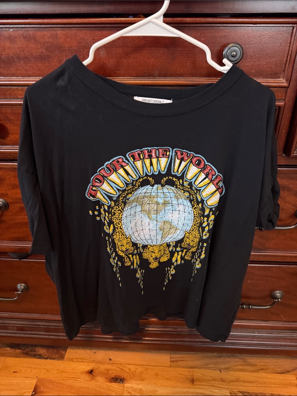 Project Social T Black Short-Sleeve 'Tour The World' Graphic Tee